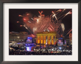 Fireworks at the Brandenburg Gate in Berlin, Germany Commemorating the Fall of the Berlin Wall Framed Photographic Print