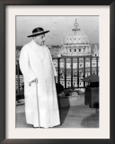 Pope John XXIII on the Terrace of a IX-Century Tower in the Vatican Gardens April 15, 1963 Framed Photographic Print