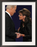 Senator Joe Biden and Governor Sarah Palin Shake Hands before the Start of Vice Presidential Debate Framed Photographic Print