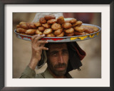 Pakistani Food Vender Displays Food as He Waiting for Customer in Islamabad, Pakistan Framed Photographic Print