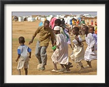Sudanese Displaced Children Play Soccer at Abu Shouk Camp Framed Photographic Print