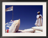 Displaced Sudanese Man Watches the Monthly World Food Program Aids Arrival in Otash Refugee Camp Framed Photographic Print