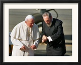 Cuban President Fidel Castro,And Pope John Paul II Framed Photographic Print