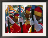 Policemen in Ceremonial Costumes Sit on Horses Framed Photographic Print