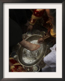 Greek Orthodox Patriarch Washes Foot of Priest at Ceremony Outside Church of Holy Sepulchre Framed Photographic Print