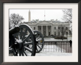 A Light Dusting of Snow Covers the Ground in Front of the White House Framed Photographic Print by Ron Edmonds
