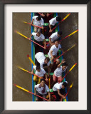 Cambodian Racers Row Their Wooden Boat Upon a Water Festival Framed Photographic Print by Heng Sinith