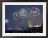 A Fireworks Light up Above the Kremlin's Spasskaya (Saviour) Tower Framed Photographic Print