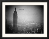 The Zeppelin Hindenburg Floats Past the Empire State Building Framed Photographic Print