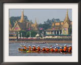 Cambodian Racers Row Their Wooden Boat Framed Photographic Print by Heng Sinith