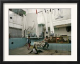 Children of an Immigrant Family from Bolivia Play Soccer at Their House Framed Photographic Print