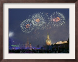 A Fireworks Light up Above the Kremlin's Spasskaya (Saviour) Tower Framed Photographic Print