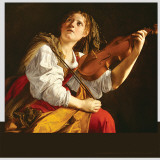 Young Woman with a Violin Autocollant mural
