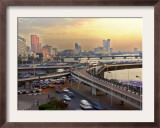 A Traffic Jam at Sunset on One of Cairo's Bridges Spanning the Nile River, Egypt, May 20, 2001 Framed Photographic Print by Enric Marti
