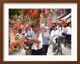 Vietnamese Vendors Crowd a Street Selling Colored Lanterns on a Street in Downtown Hanoi Framed Photographic Print