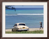 A Cuban Boy Plays Ball at the Baracoa Beach West of Havana, Cuba Framed Photographic Print