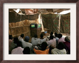 Sudanese Refugees Watch a World Cup Soccer Mach at the Zamzam Refugee Camp Framed Photographic Print