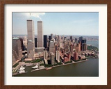 The Twin Towers of the World Trade Center Rise Above the New York Skyline Framed Photographic Print