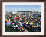 Fans Crowd into Boats, Kayaks, and Rafts Waiting for Their Chance to Catch a Home Run Ball Framed Photographic Print