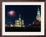 Fireworks on Red Square in Moscow Framed Photographic Print