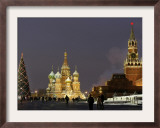 Walking Past a Huge Christmas Tree in Red Square in Moscow Framed Photographic Print