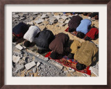 Palestinians Pray in Rubble of Mosque Destroyed in Israeli Military Offensive, Northern Gaza Strip Framed Photographic Print
