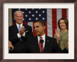 President Barack Obama Acknowledges Applause before His Address to a Joint Session of Congress Framed Photographic Print