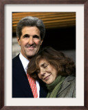 Sen. John Kerry Embraces His Wife Teresa Heinz Kerry after Delivering His Concession Speech Framed Photographic Print