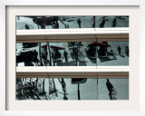 A Street Scene is Reflected off the Glass Surface of a Modern Office Building in Beijing, China Framed Photographic Print