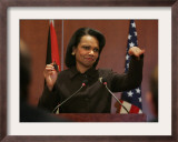 United States Secretary of State Condoleezza Rice Gestures at a News Conference Framed Photographic Print