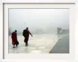 Buddhist Monks Walk Along a Road to Kyeik-Hti-Yoe Pagoda in Kyeikhto Framed Photographic Print