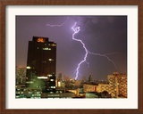 Lightning Flashes in the Sky of Bangkok Framed Photographic Print