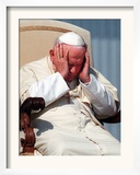 Pope John Paul II Holds His Head During the Weekly Open-Air General Audience Framed Photographic Print