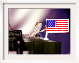 A Juvenile Bearded Dragon Places a Claw Upon an United States Flag Framed Photographic Print