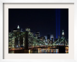 Tribute to Victims of World Trade Center Terrorist Attacks Lights Up the Sky Above Manhattan Framed Photographic Print