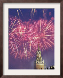 Fireworks Light Up Above the Kremlin's Spasskaya (Saviour) Tower Near Moscow's Red Square Framed Photographic Print