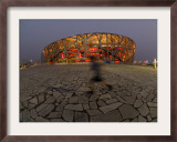 Boy Running Outside Bird's Nest, Beijing, China Framed Photographic Print