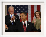 President Barack Obama Acknowledges Applause before His Address to a Joint Session of Congress Framed Photographic Print