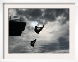 Colombia's Juan Guillermo Uran and Victor Ortega Dive to Win Gold in Men's Springboard Diving Event Framed Photographic Print