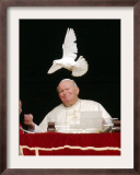Pope John Paul II Looks at a White Dove After the Angelus Prayer in St. Peter's Square, at Vatican Framed Photographic Print