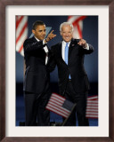 President-Elect Barack Obama and VP Joe Biden after Acceptance Speech, Nov 4, 2008 Framed Photographic Print
