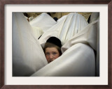 Jewish Men Participate in a Blessing During the Jewish Holiday of Passover at the Western Wall Framed Photographic Print