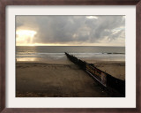 Man Jogs by the Beach Towards the Wall Dividing Mexico and the U.S. in Tijuana, Mexico Framed Photographic Print