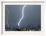 Lightning Strikes in Moscow During a Violent Rain Storm Framed Photographic Print