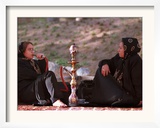 Two Unidentified Iranian Women Smoke a Water Pipe Framed Photographic Print