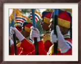 Policemen in Ceremonial Costumes Sit on Horses Framed Photographic Print