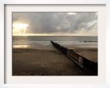 Man Jogs by the Beach Towards the Wall Dividing Mexico and the U.S. in Tijuana, Mexico Framed Photographic Print