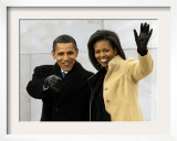 Barack Obama and His Wife Arrive at the Opening Inaugural Celebration at the Lincoln Memorial Framed Photographic Print