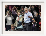 President Bush, Right, and First Lady Laura Bush Arrive for a Rally for Texas Governor Rick Perry Framed Photographic Print by Lm Otero