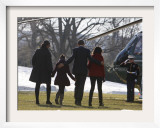 President Barack Obama anf Family Walk on the South Lawn of the White House in Washington Framed Photographic Print
